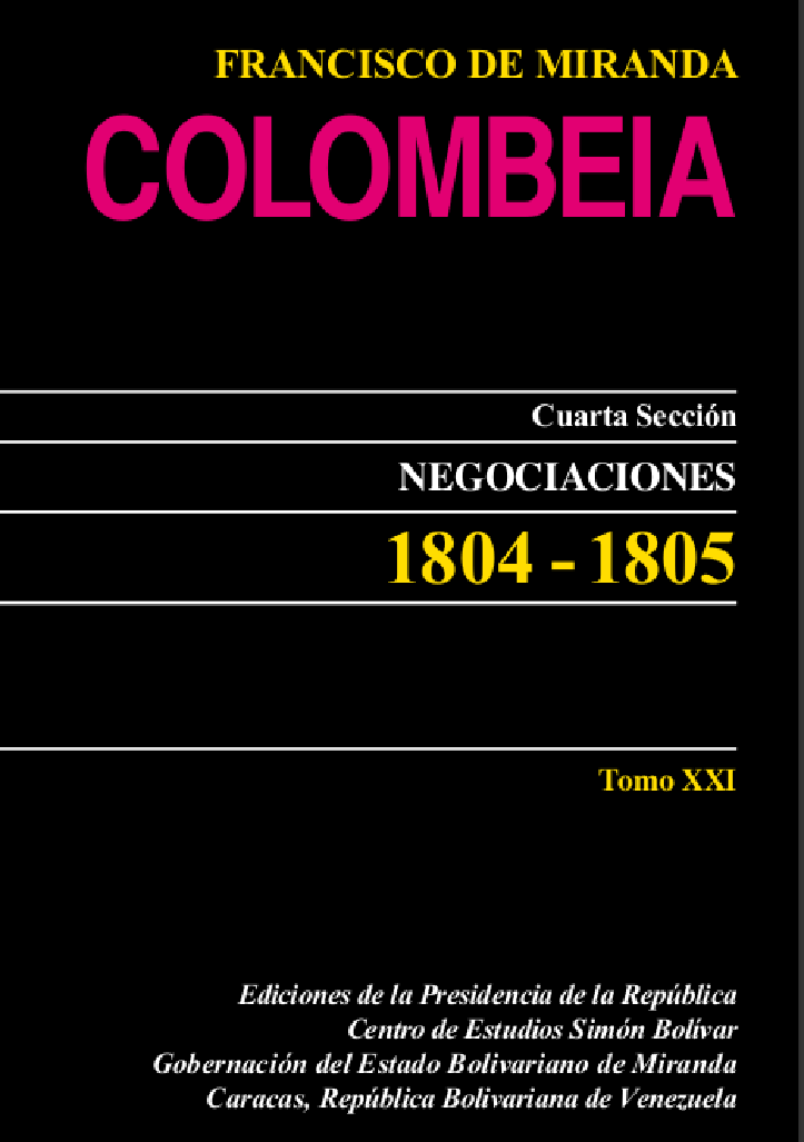 Francisco de Miranda, Colombeia Tomo XXI