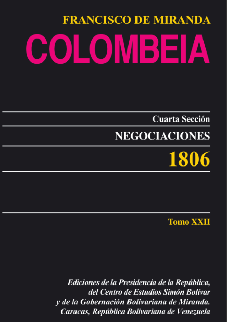 Francisco de Miranda, Colombeia Tomo XXII